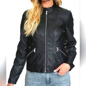 Faux Leather Moto Jacket XXL
